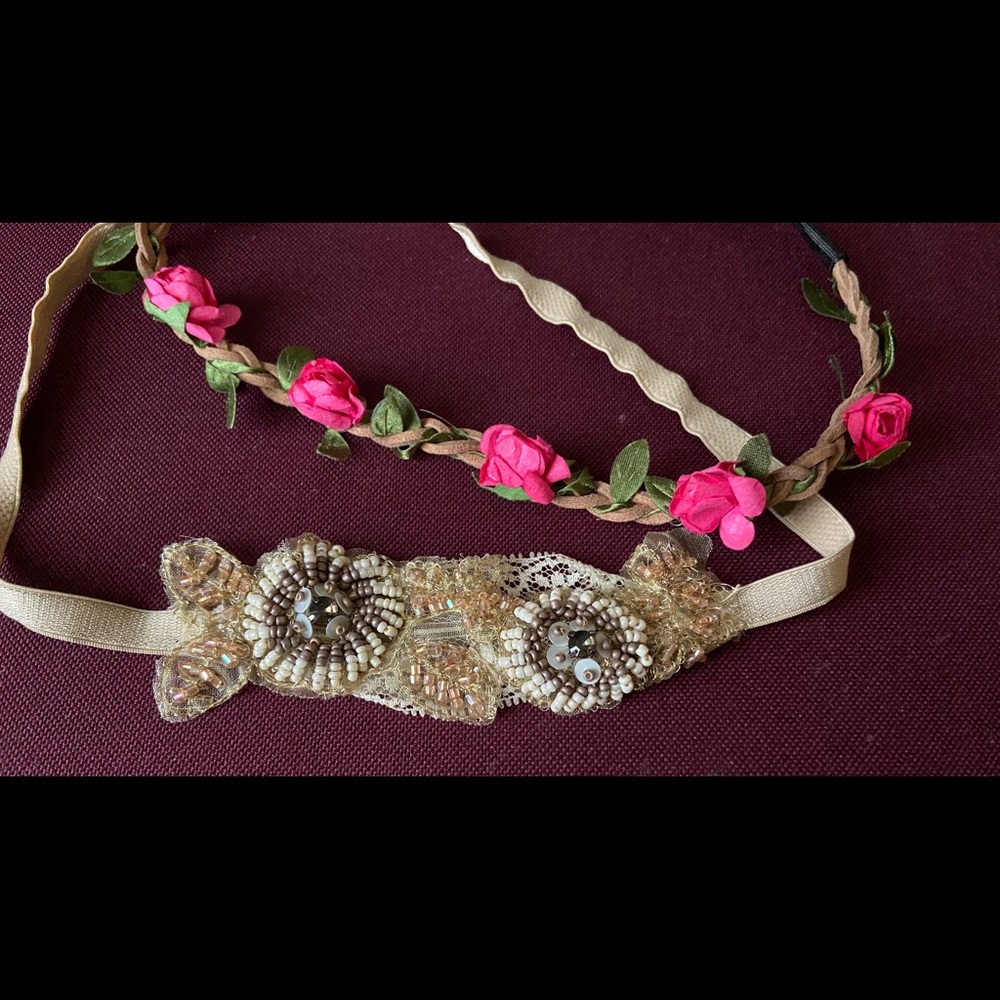 Floral Headband set- beaded and flower crown 🌸